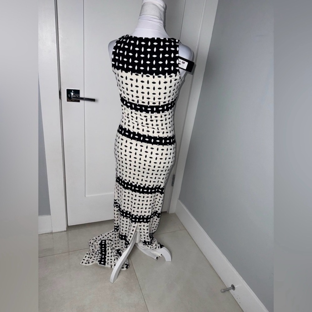 Adam Selman Black & Ivory Patterned Column Maxi Dress/Size 0 - Picture 5 of 10